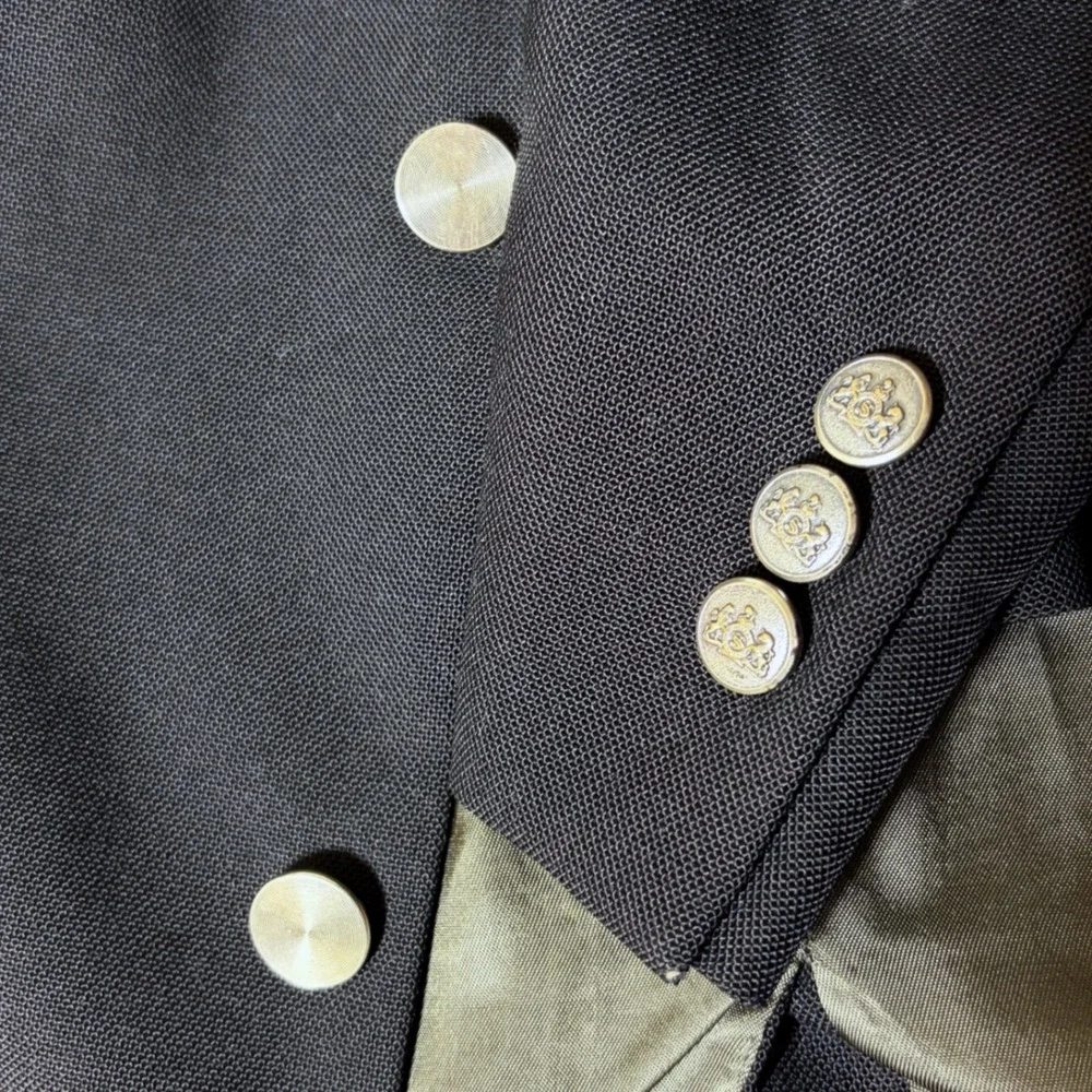 Vintage‎ Stafford Men's Black Wool Blend Two Button Blazer Sport Coat Jacket 40L